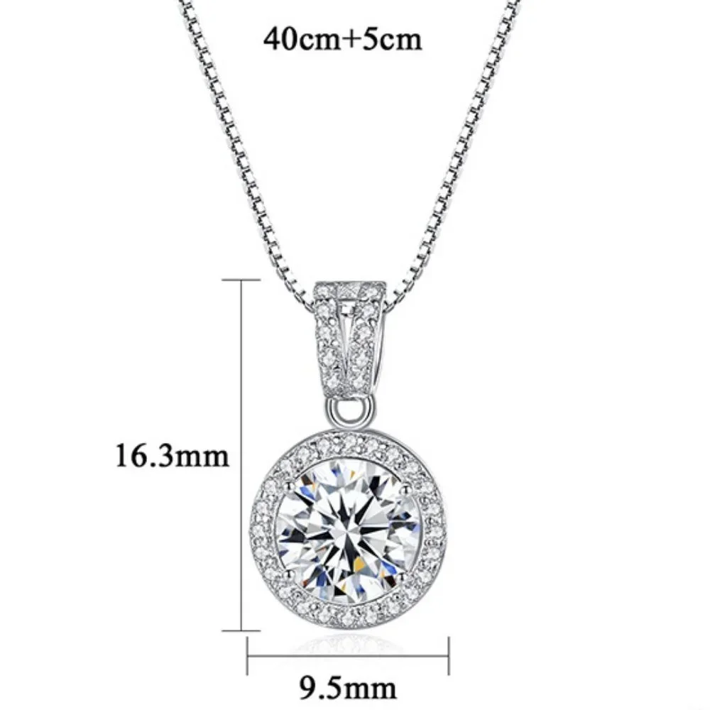 Certified 1ct. t.w. Moissanite Diamond Halo Necklace NEW K